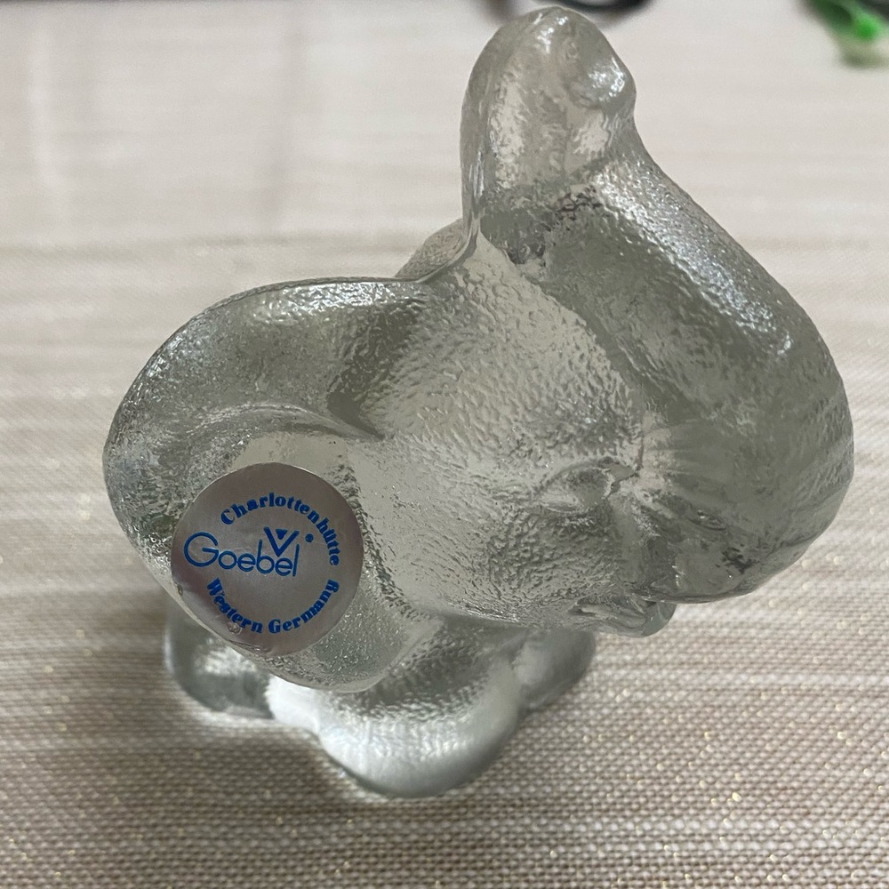 Goebel Elephant Clear Textured Glass Paperweight Made in W. Germany Vintage